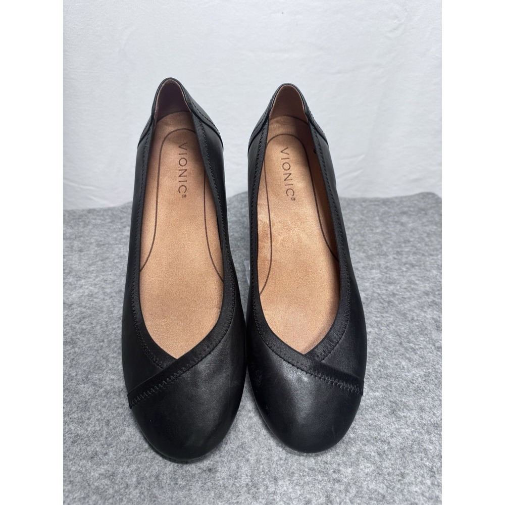 Vionic Caroll Ballet Shoes Black Leather Women's Size 8 - Picture 2 of 10